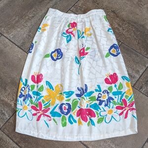 Vintage Umi Collections Anne Crimmins 100% Silk Chic Floral Midi Skirt Size 12